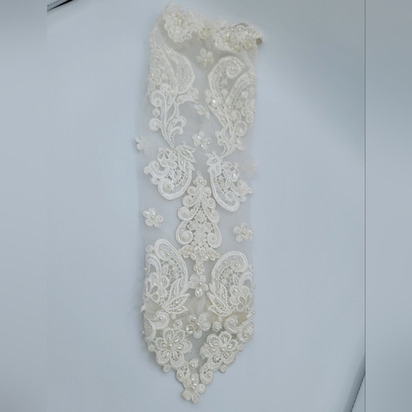 Embroidered Bridal Sleeve Pearls Sequins #695 - Picture 12 of 14